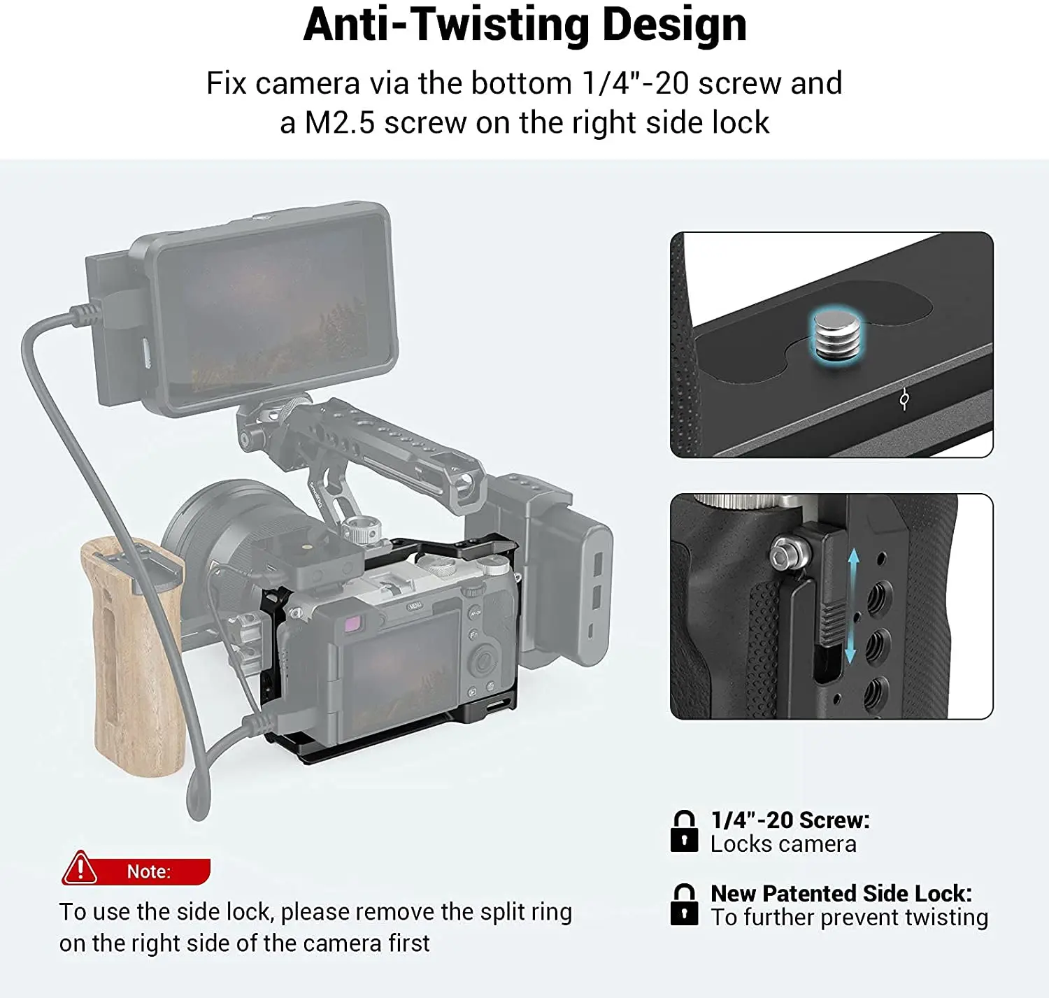 SmallRig Full Cage with Silicone Side Handle for Sony A7C with Locating Holes for ARRI Quick Release Plate Arca and Cold Shoe