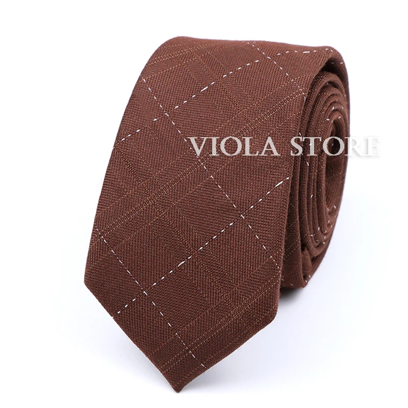 Fashion New Striped Plaid 6cm Men Women Tie TR Fabric Brown Blue School Uniform Necktie Leisure Suit Party Cravat Gift Accessory