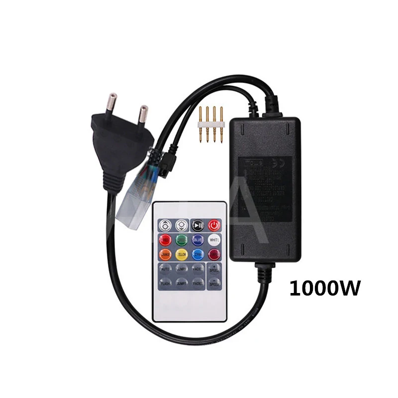 

4pin 1000W controller Adapt with 20key IR remote For 10X20mm 5050 2835 RGB Neon Light LED Strip US 110V EU 220V