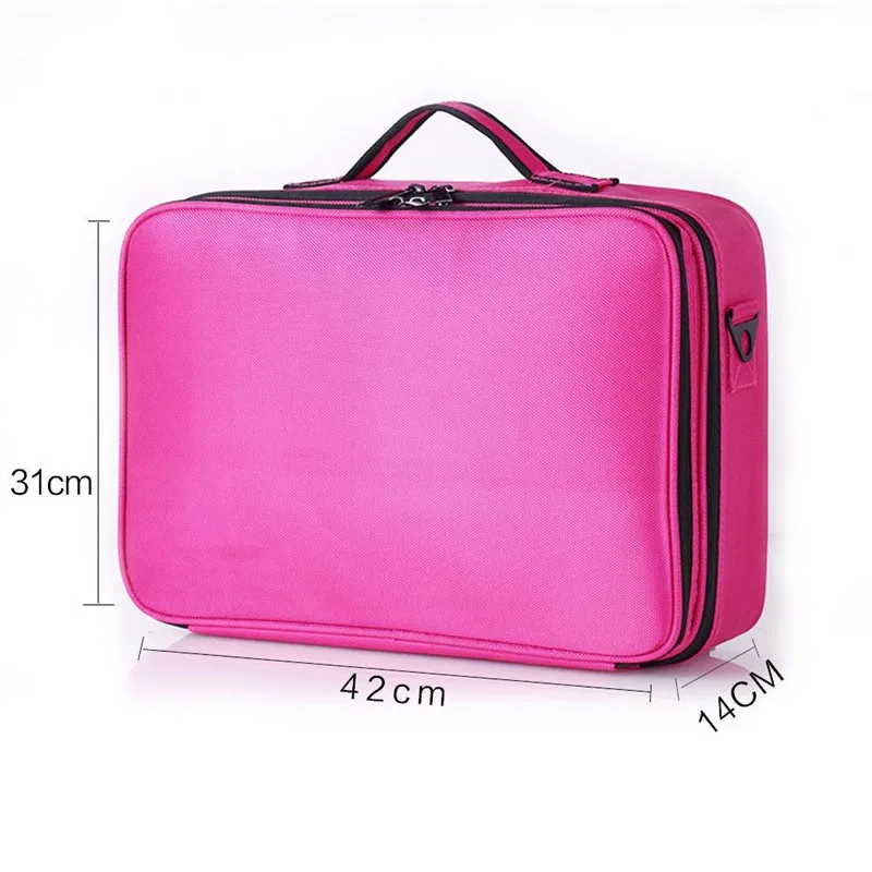 Waterproof Trave Cosmetic  Makeup Artist  Case Brush Bag  In Oxford Zipper Makeup Bag With EVA Dividers