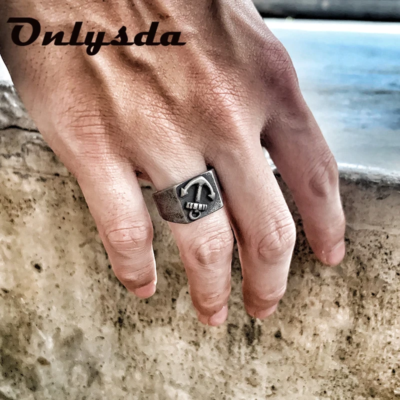 Us Size Rudder Anchor Ring 316L Stainless Steel Band Party Biker Jewelry Spade Skull Ring Dropshipping For Man Gift OSR614