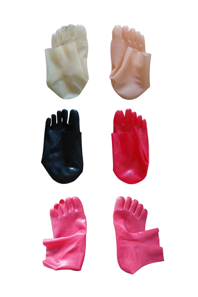 Latex Socks 0.6mm Plus Thickness 0.8mm Seamless Hosiery five Toes Fetish Sox Unisex Stockings Skintight