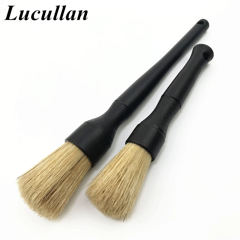 Lucullan Super Dense Natural Boar Premium Detailing Brushes For Car Dashboard Wheels Grille Emblem Cleaning