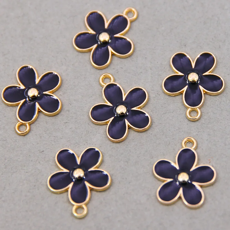 6pcs 20*17mm enamel sakura charm for jewelry making fashion earring pendant flower charm necklace bracelet charms