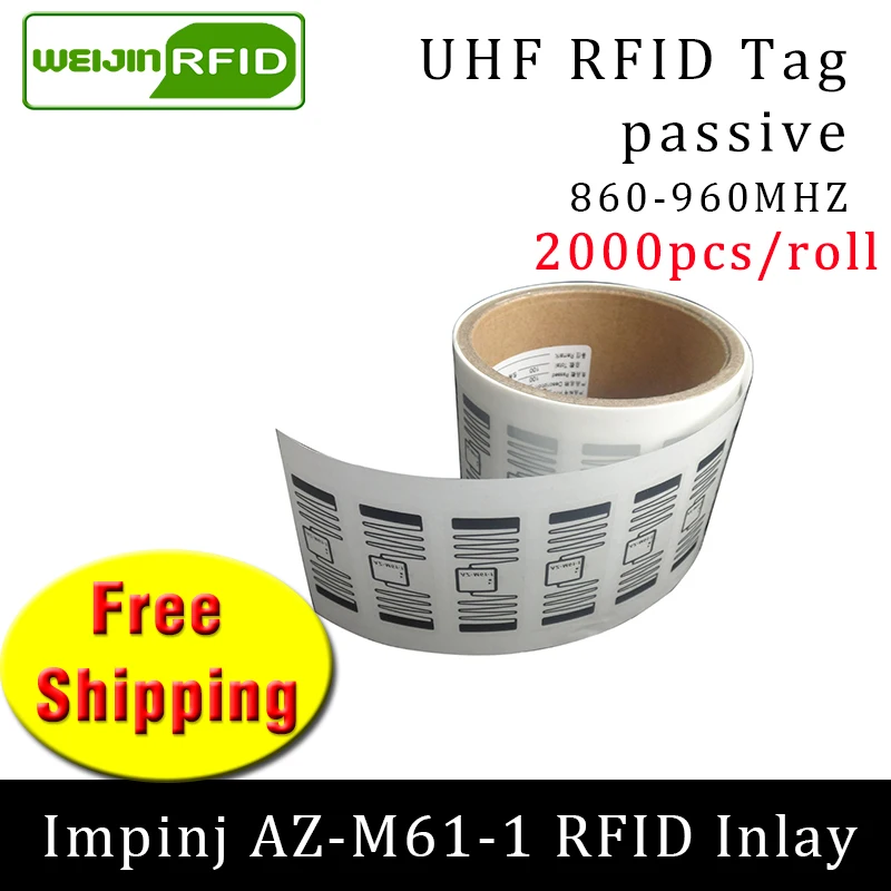 

UHF RFID tag sticker Impinj M61-1 EPC6C wet inlay 915mhz868mhz860-960MHZ MR6-P 3000pcs free shipping adhesive passive RFID label