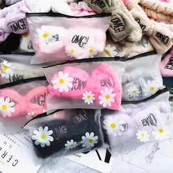 Bag Packed OMG Letter Coral Fleece Wash Face Bow Hairbands For Women Girls Headbands Headwear Hair Bands Turban Hair Accessories