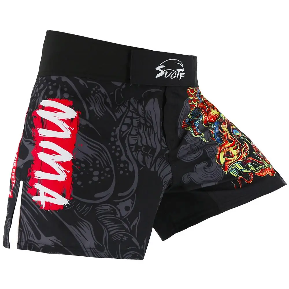 SUOTF Men Dragon Breathable Fighting MMA Shorts Grappling Sanda Muay Thai Clothing Kickboxing Training Short Tiger Muay Thai mma