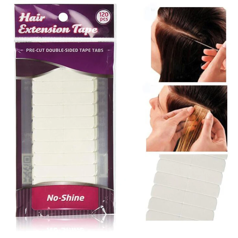 10*12pcs/lot White No Shine Hair Extension Tape 0.8*4cm Adhesive Waterproof Double Sided Tape For Hair Extension/Lace Wig/Toupee