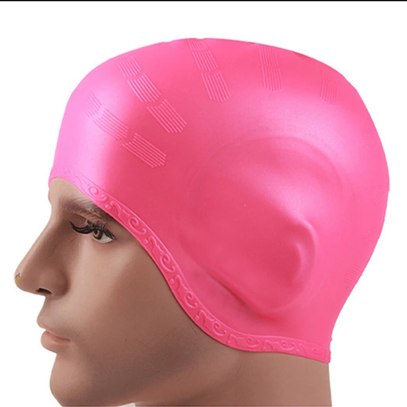 Adults Waterproof Swimming Caps Men Women Swim Pool Cap Long Hair Ear Protect Large Silicone Non-skid Diving Hat