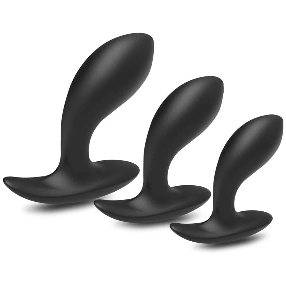 Butt Plug Trainer Kit For Comfortable Long-Term Wear,3Pcs Silicone Anal Plugs Training Set With Flared Base Prostate Massager