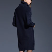 Plus Size Women Casual Knitted Long Sleeve Winter Dresses Sweater Solid Knee Length Loose Fat Female Over Size Dresses 4XL - Image 2