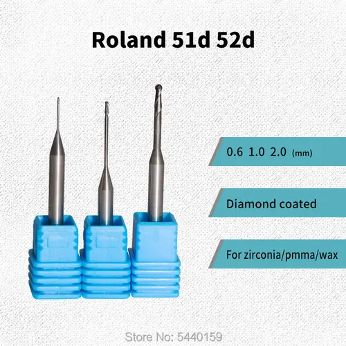 Imagen 2 del producto Fresas dentales 2 piezas Roland Dwx-4/50/51d/52d 0,6 mm/1,0 mm/2,0 mm