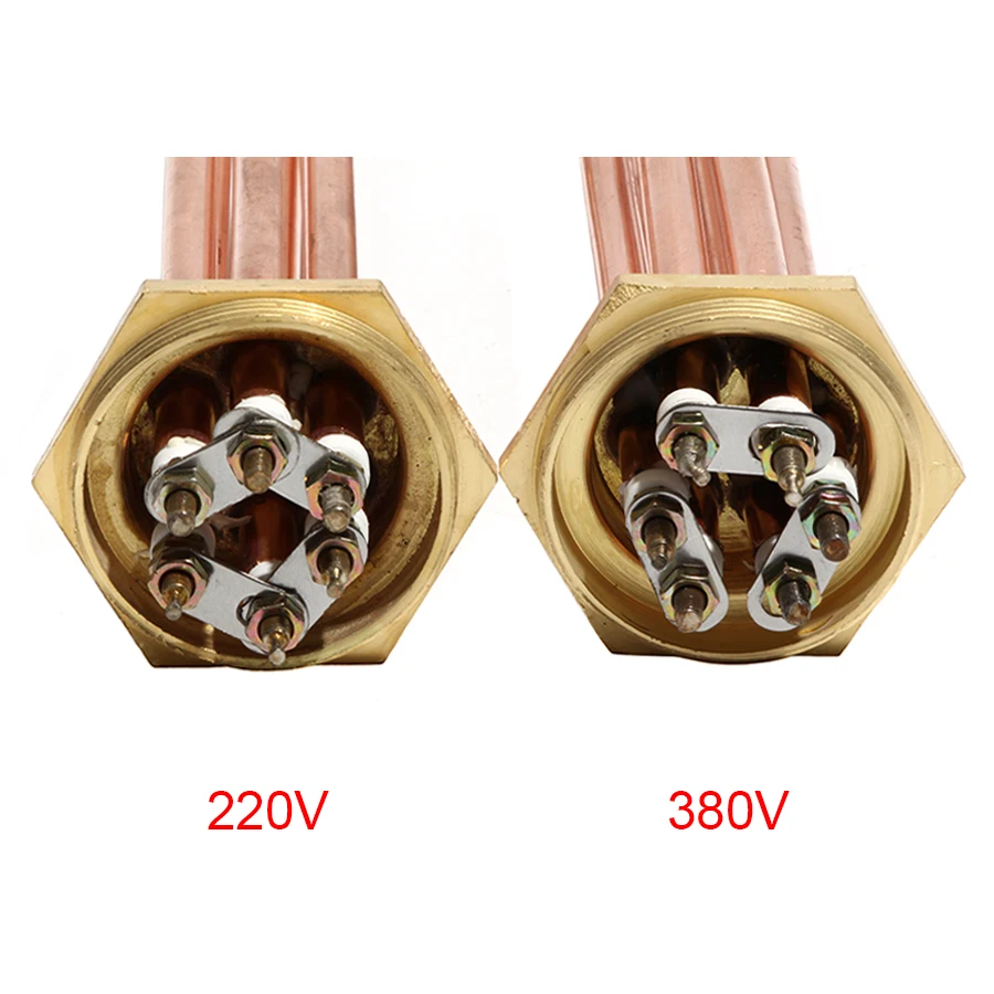 1 1/2 Inch/DN40 All Copper Hexagon Thread Heater 110V/220V/380V 3KW/4.5KW/6KW/9KW/12KW Water Heater Element for Boiler