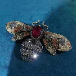 Morkopela Cute Big Rhinstone Bee Crystal Brooch Vintage Luxury Brooches for Women Banquet Costume Pins Jewelry Party Clothing