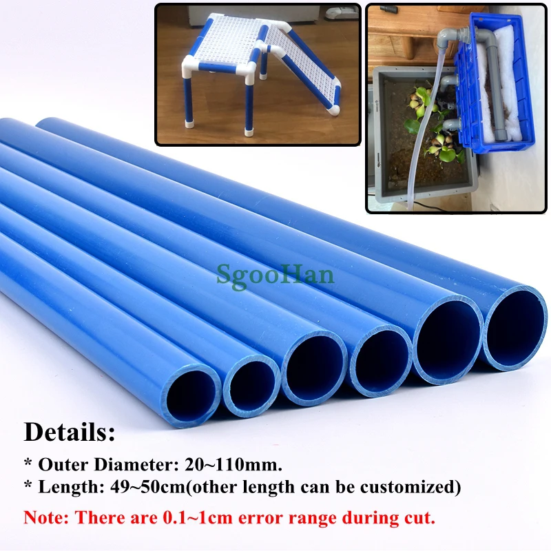 2PCS OD 20~110mm PVC Pipe Aquarium Tank Fittings Home Garden DIY Irrigation System PVC Tube Water Supply Pipe Length 49-50cm