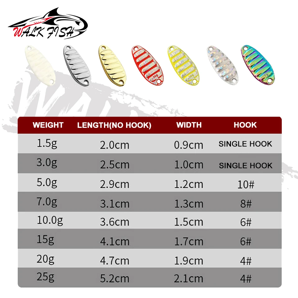 WALK FISH New 1pcs Lure Spoon Fishing Lures Pesca Wobblers Spinner Baits Shads Sequin Metal jigging For Carp Fishing Isca Bass