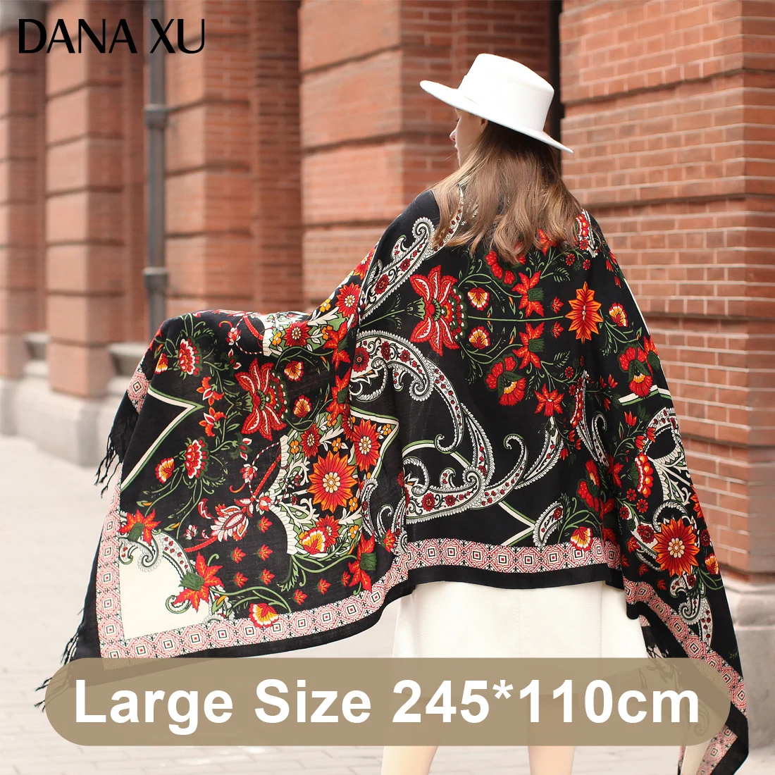 DANA XU Bufanda Mujer Wool Poncho Head Women Lady Warm Shawl Stoles Bandana Scarf Hijab Luxury Brand Pashmina Winter 2021