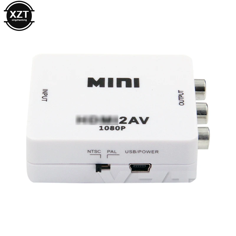 HDMI-compatible to AV Scaler Adapter Video Converter HDMI-compatible to RCA AV/CVSB L/R Video 1080P HDMI-compatible 2AV Support