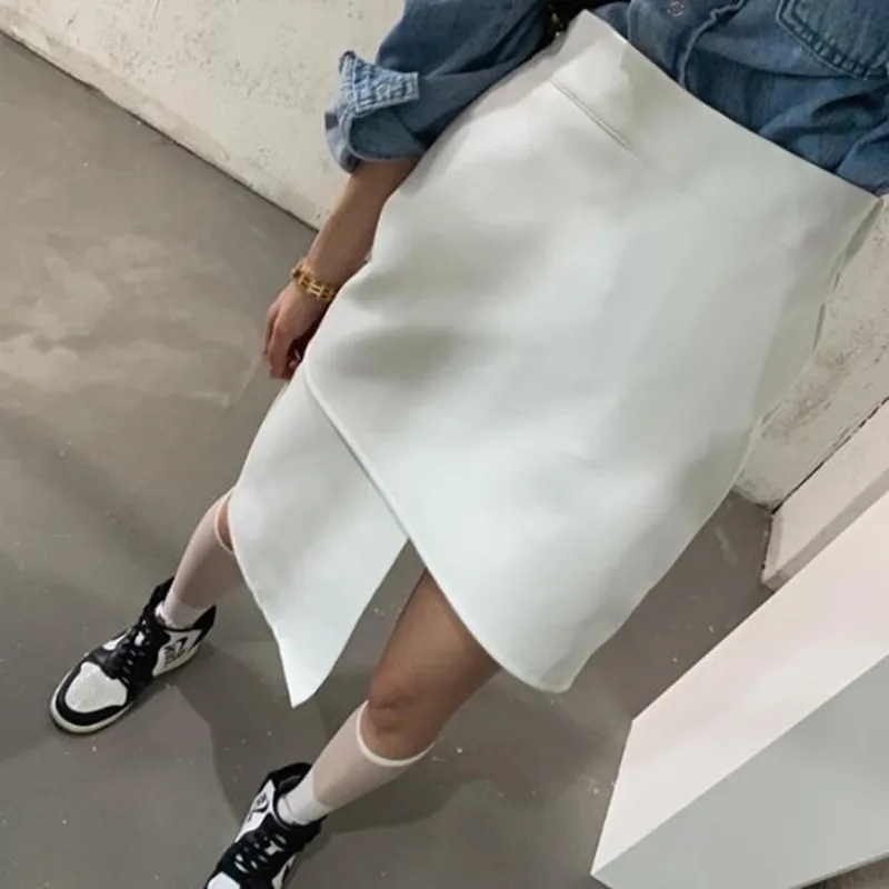 New Irregular Skirt pu Leather Skirt High Waist Skirt Female