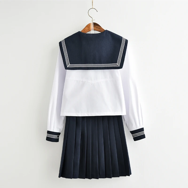 White Schoolgirl Uniform Japanese Class Navy Sailor School Uniforms Students Clothes For Girls Anime COS Sailor Navy Suit plus