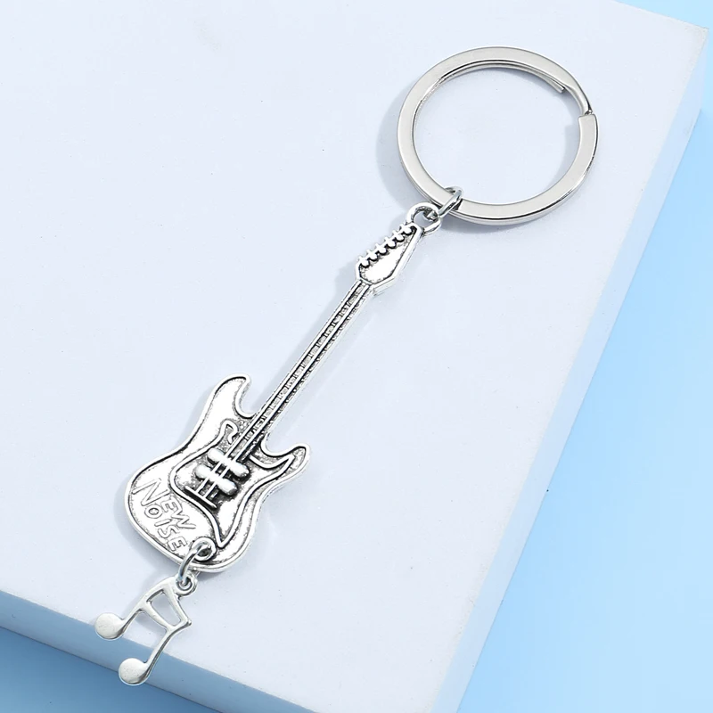 New Voice Design Keychain Electric Guitar Note Key Ring Musical Instruments Key Chains Festival Gifts DIY Jewelry Handmade