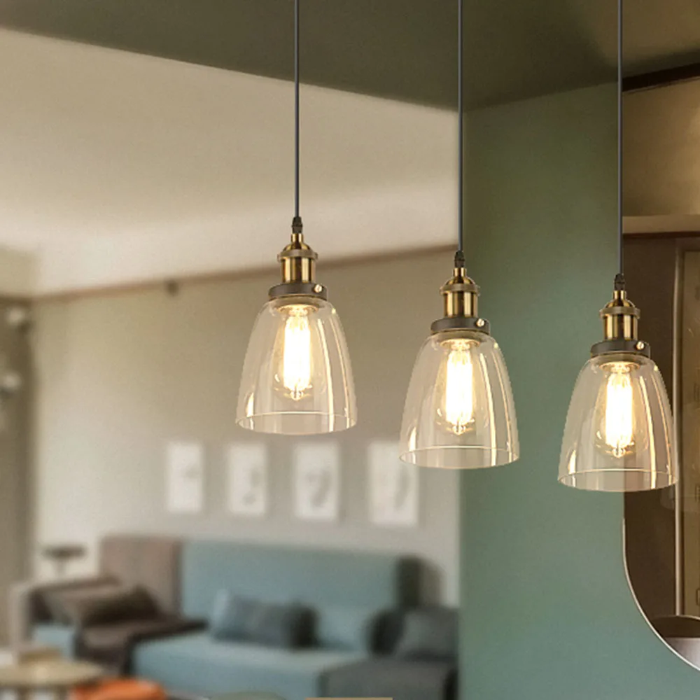 Vintage Retro Edison Glass Chandelier Living Room Lamp Ceiling Light Pendant E27 Decoration Bedroom Dining Room Restaurant Bar