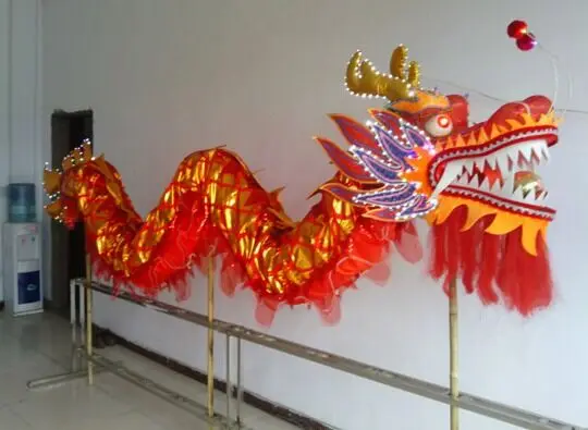 Park 4m Size 5 Dragon Dance Golden Costume 4 Players Children 8-15 Age  Festival Carnival Party Christmance Parade Folk Stage