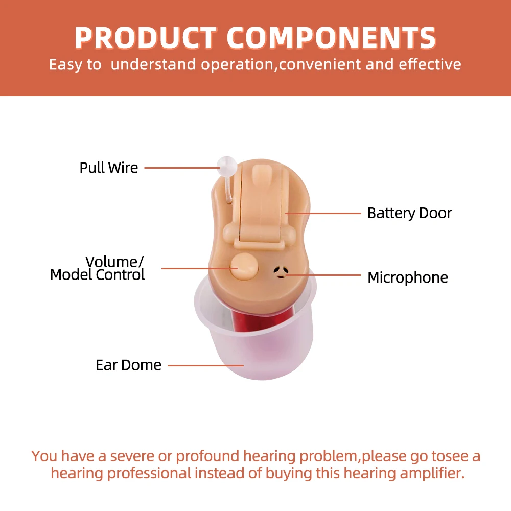 Q70 CIC Digital 8 Channels 16 Bands Hearing Aids  Mini Invisible Ear Sound Amplifier for Eldly Deaf People Dropship