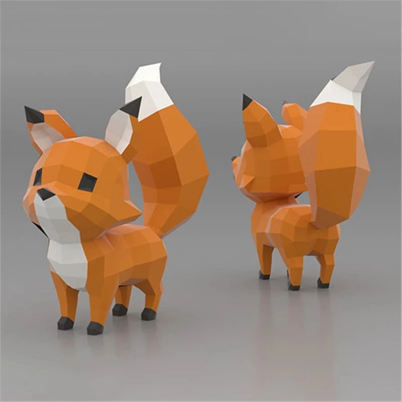 

Cute Fox Creative 3D Paper Model DIY Puzzle Home Decorations Hand Made Fashion Action Figures Animal Paper Craft Gift Adult Toys