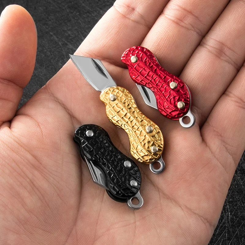 Peanut Open Box Knife Key Chain Pendant Car Chain Male Key Ring Bag Accessories Folding Multifunctional EDC Tool Knife Lanyard