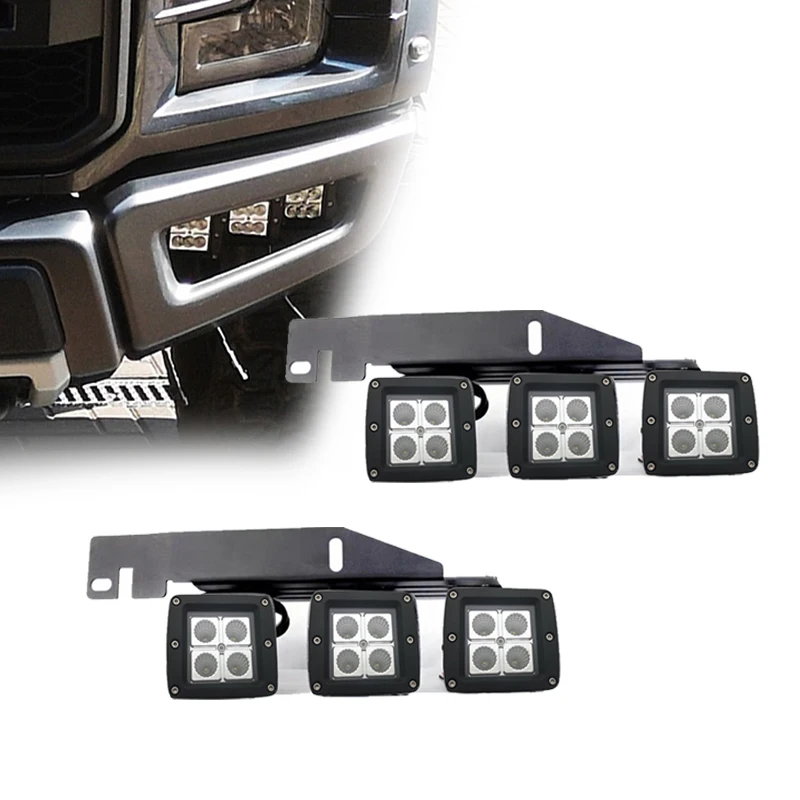 

16w Headlight Front Bumper 16w LED Fog Lights with Mounting Brackets Set for Ford F150 SVT Raptor Truck 2017 2018 2019 2020