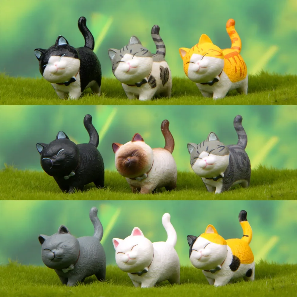 Cute Cat Series Ornaments For Home Decoration Mini Funny Animal Craft Figurine Landscape Miniature Garden Pot Fairy Decor