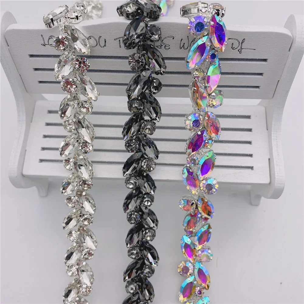 

4Meter Crystal Rhinestone Chain Trimming Bridal Sash Rhinestone Trim Applique Wedding Belt Garment Accessories