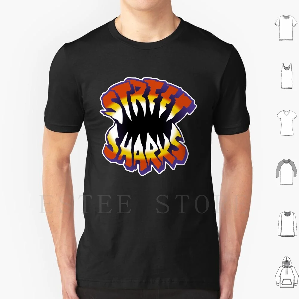 Camiseta con Logo de Street Sharks, bricolaje, talla grande, 100% algodón, Logo de Street Sharks, juguetes Toyline Vintage