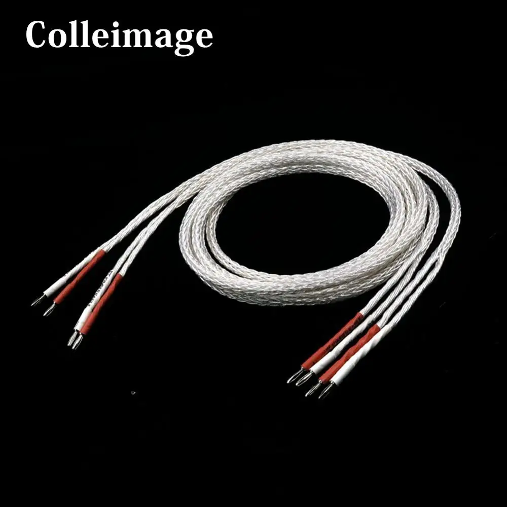 Colleimage Hifi Silver 8AG 8N Speaker Cable OCC Hifi Speaker Cable Hi-end Speaker Wire for Amplifier and CD