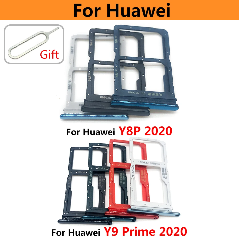 New Micro Nano SIM Card Holder Tray chip Slot Holder Adapter Socket For Huawei Y6 Y7P Y8P 2020 Y9 Prime 2019 Mobile Phone  + Pin