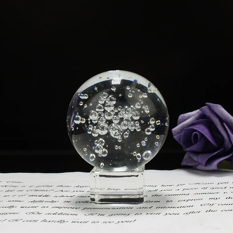 

60/80MM Clear Shining Bubbles Crystal Ball Feng Shui Magic Glass Ball Sphere Miniature Home Decoration Christmas Gift