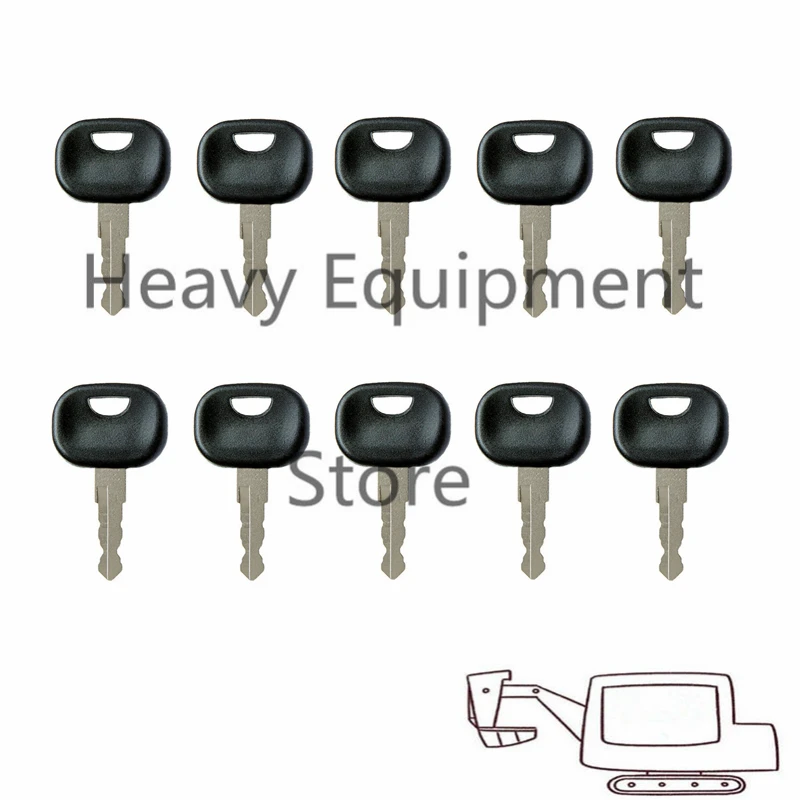 

(Set of 10) 202 Key For John Deere Volvo Heavy Equipment Excavator Loader Tractor Wheel Loaders