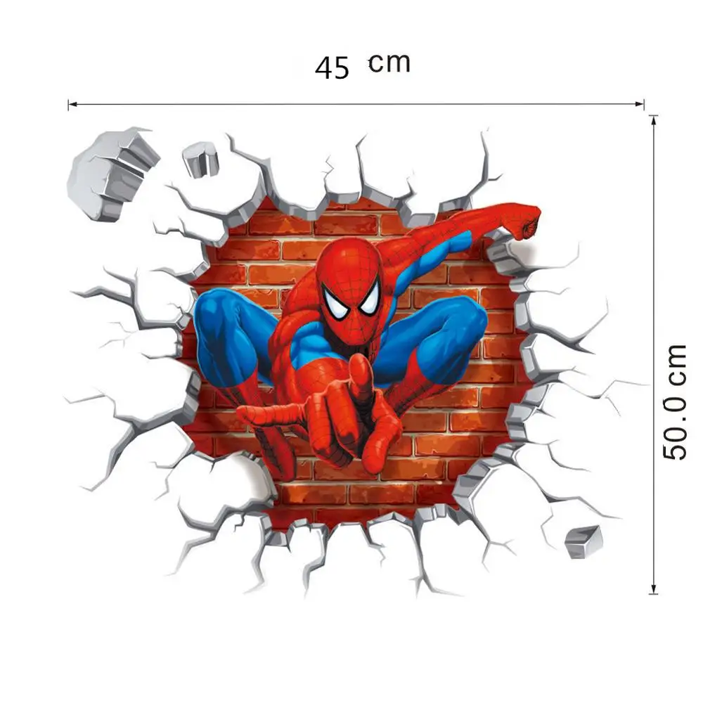 Pegatinas de pared de dibujos animados de Spiderman, superhéroe de Marvel, pegatina extraíble impermeable, Mural para fondo de sala de estar, decoración de habitaciones de niños