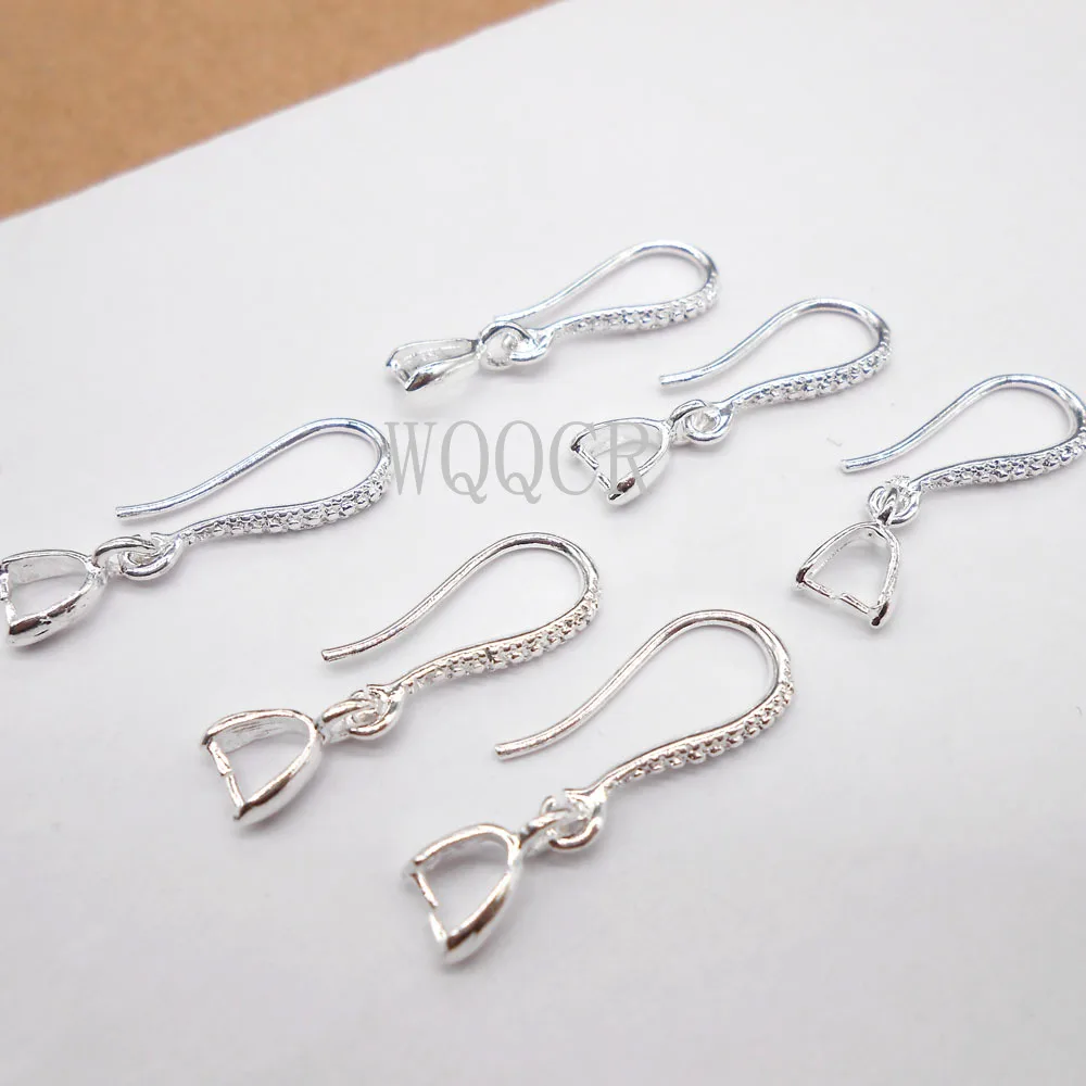 Wholesale 100X Lot Jewelry Findings 925 Silver DIY Jewelry Making Earrings Frosted Surface Clip Hooks Earring Making Supplies
