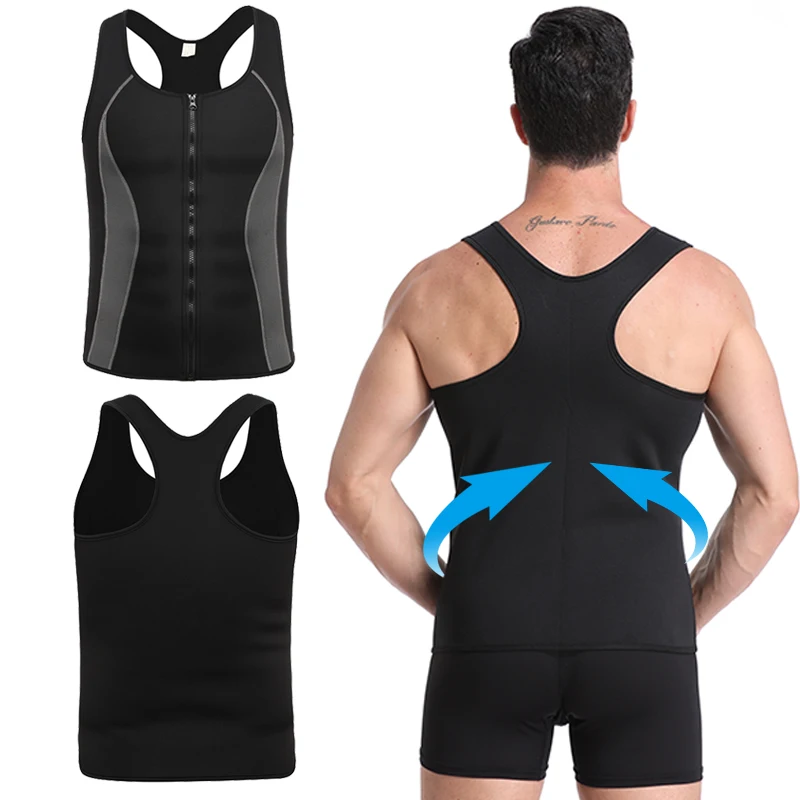 Be-In-Shape Men Casual Tummy Belly Control Body Building Shirt Compression Neoprene Clothing Sleeveless Oversized Slimming Vest