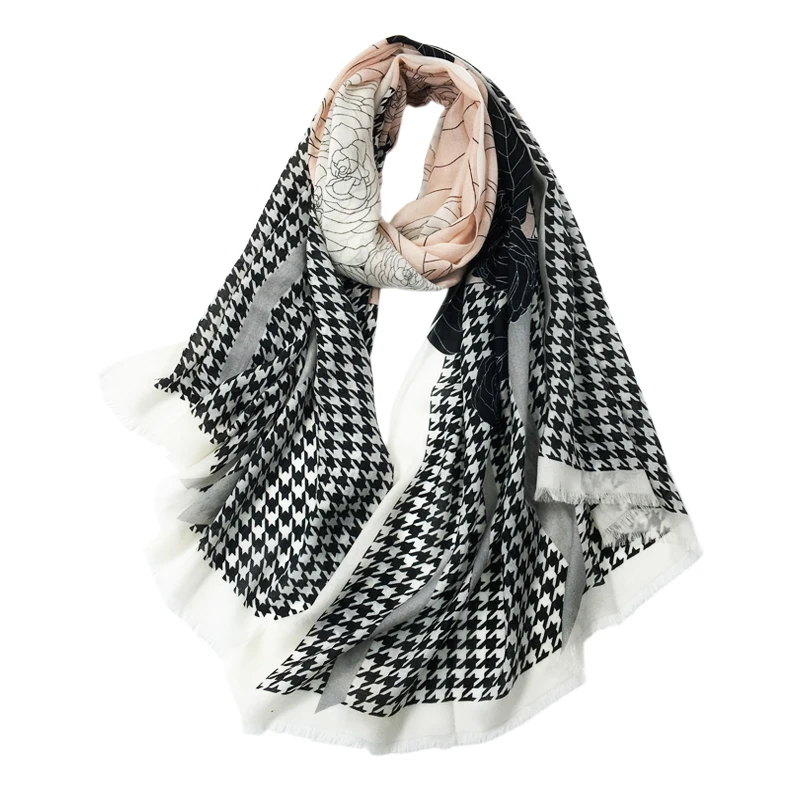 200 100CM.Camellia Large Printed Square Scarf Women Pashmina Cashmere Shawl Large Size Scarves Foulard Hiver Femme Cachemire