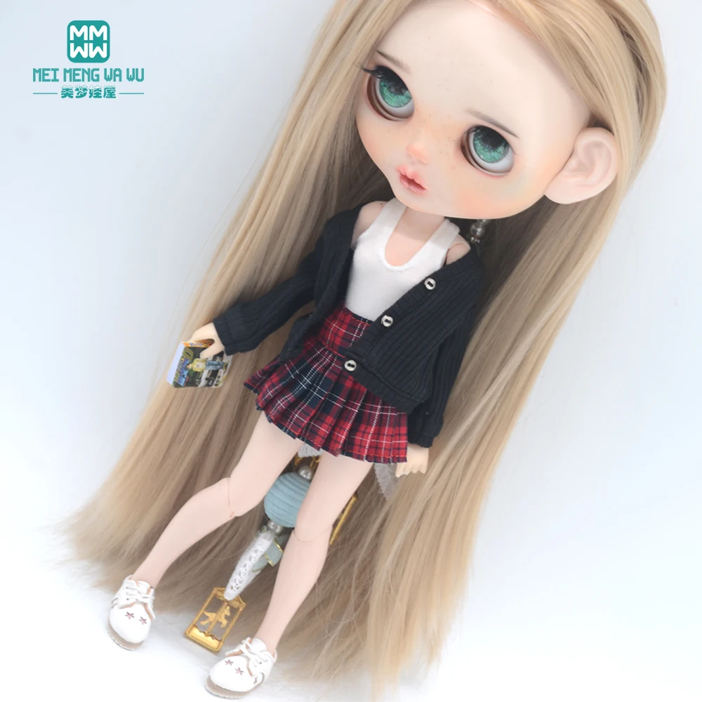 Clothes for doll Fashion cardigan short skirt shirt shoes fits Blyth Azone OB22 OB24 doll accessories