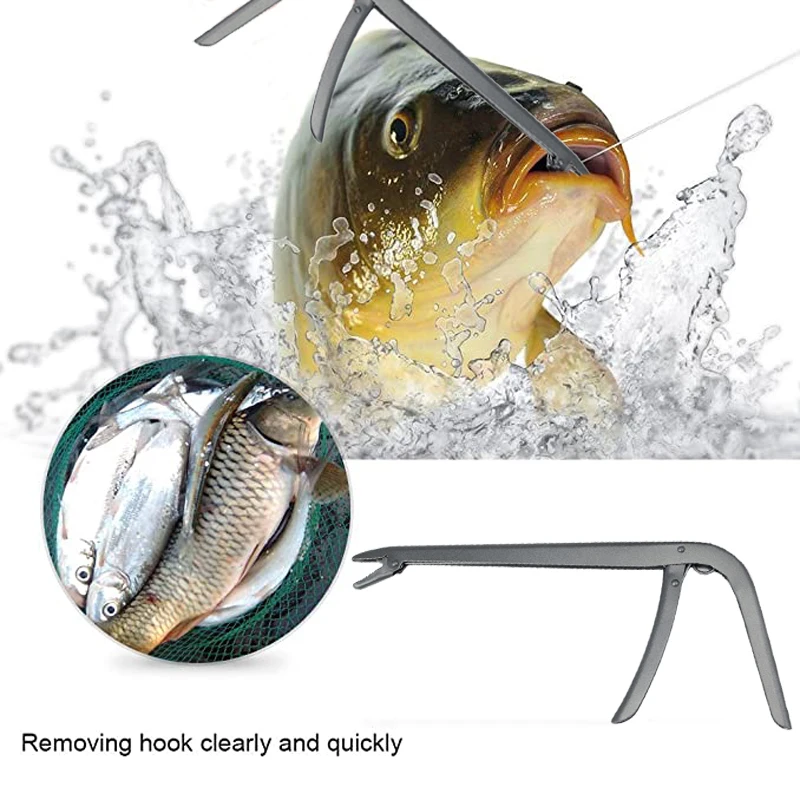 Crazy Shark Stainless Steel Fish Hook Remover Extractor Unhooking Device Fish Clamp Clip Catch Fishing Tool Fish Tackle Control