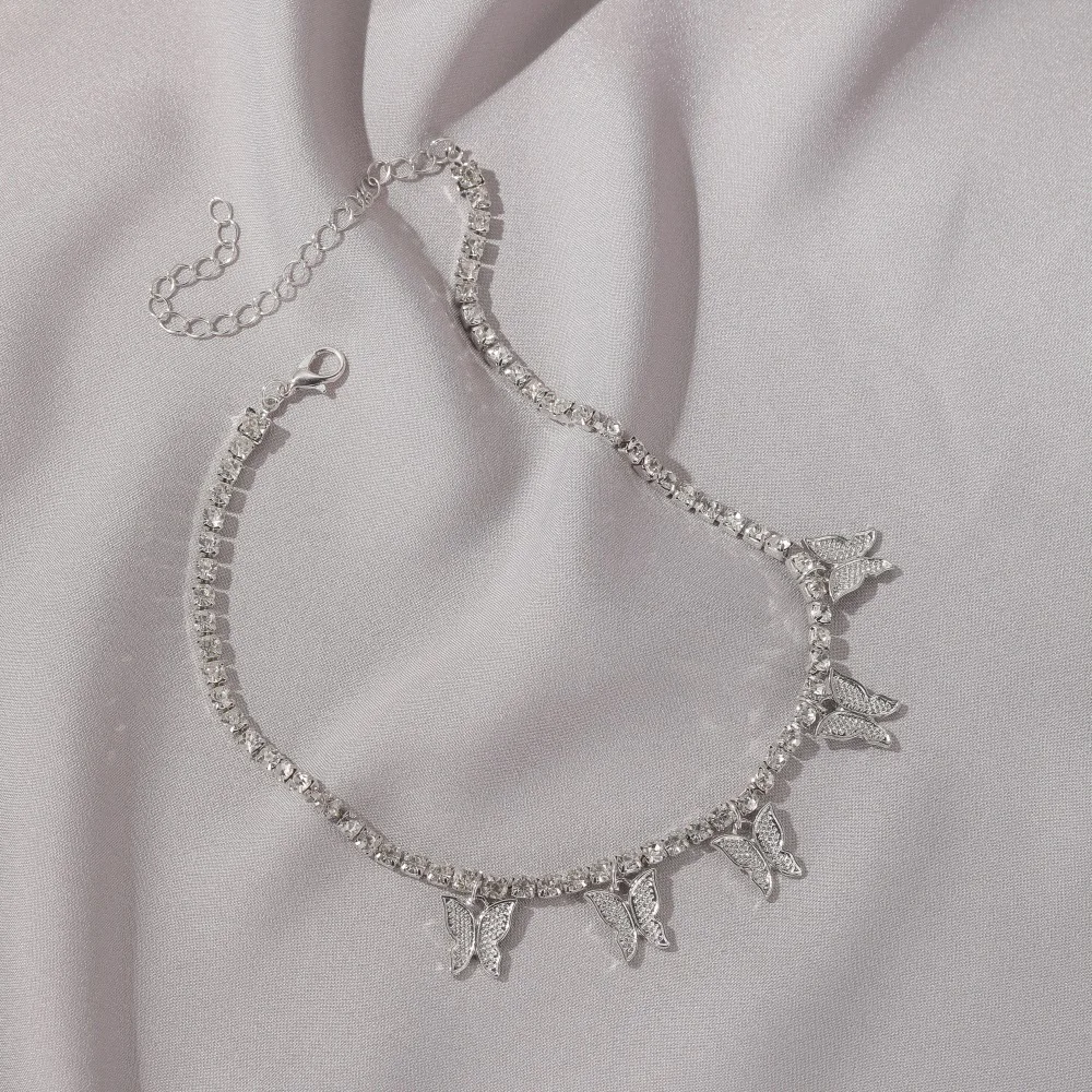 Butterfly Pendant Necklace Rhinestone Shining Statement Crystal Charm Chokers Collar for Woman Boho Jewelry Christmas Gift image 5