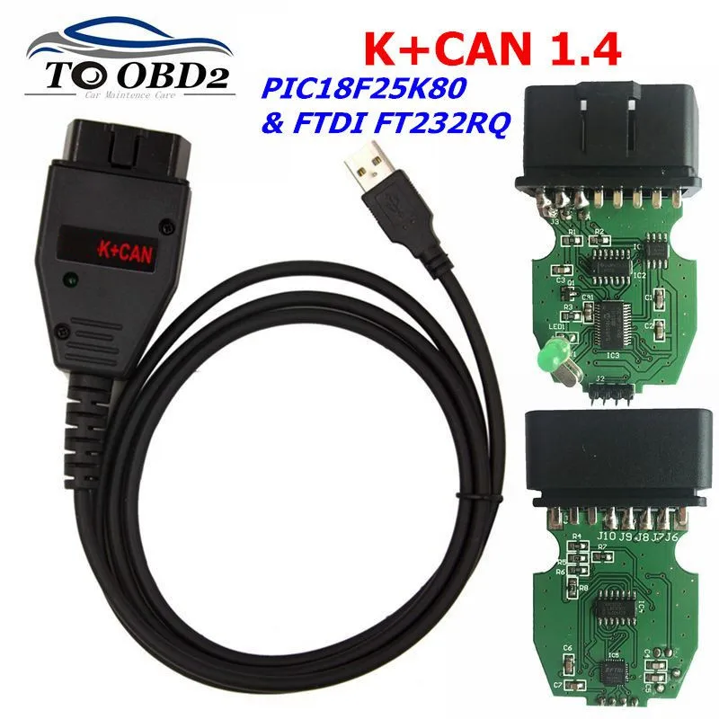 For VAG K+CAN Commander 1.4.0 Diagnostic Scanner tool OBDII for VAG 1.4 COM cable For vag PIC18F25K80 FTDI FT232RQ Chip freeship