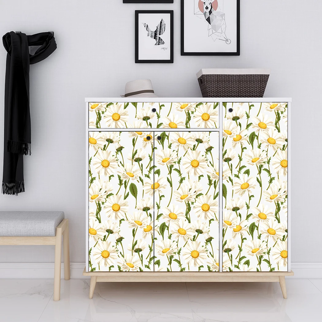 Vintage Daisy Peel and Stick Wallpaper Floral Self Adhesive Wallpaper Removable Contact Paper for Bedroom Living Room Wall Decor
