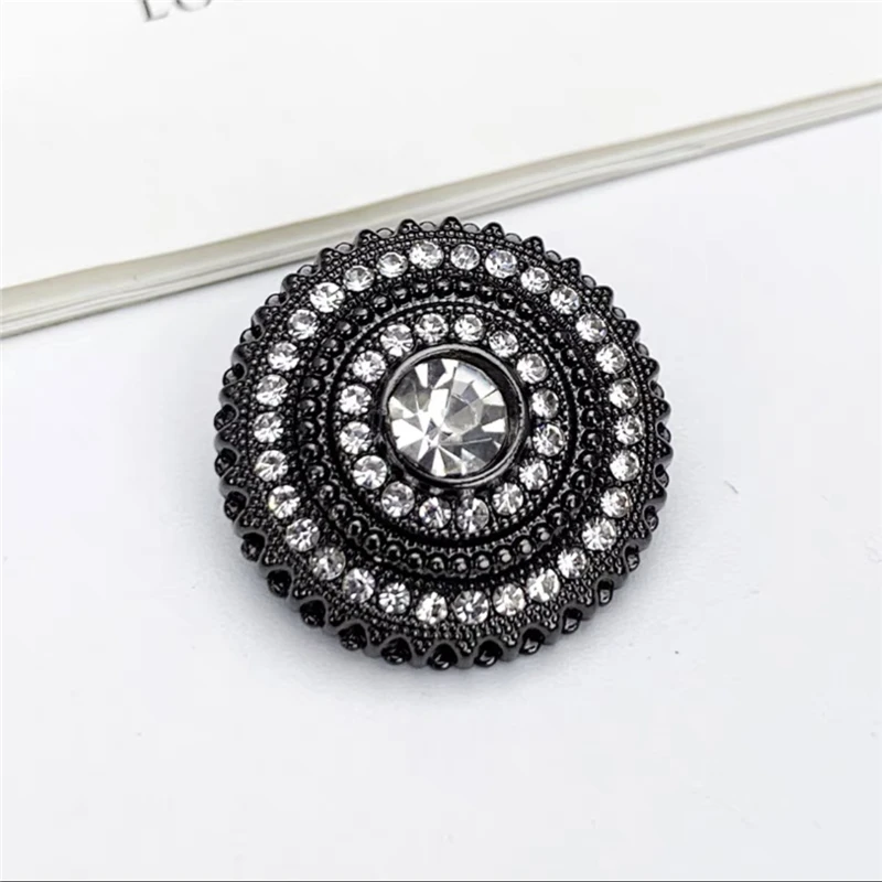 10pcs/lot Fashion Clothing Buttons with Rhinestone Women\'s Jacket Decoration Accessories Black&Golden&Silver Metal Shank Buttons