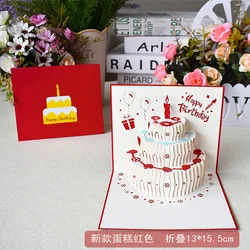 Happy Birthday Card 3D Birthday Cake Pop-Up Cards Flowers Birthday Card Anniversary Gifts Party Supplies