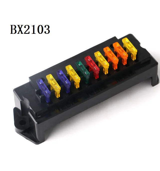 10 Sets 10 Way BX2103 Blade Fuse Box Holder with terminal & fuse for Car Boat Marine Trike 12V 24V